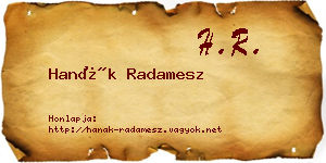 Hanák Radamesz névjegykártya